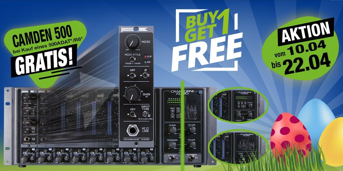 Cranborn Audio Oster-Aktion 2025: Gratis Camden 500 zu jedem 500R8 oder 500ADAT Rack